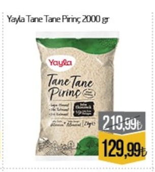 Yaylı Tane Tane Pirinç 2000 Gr