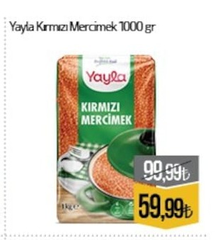 Yayla Kırmızı Mercimek 1000 Gr