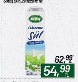 Sütaş Süt Laktozsuz 1Lt