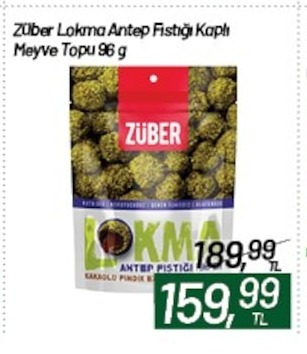 Züber Lokma Antep Fıstığı Kaplı Meyve Topu 96 G