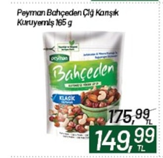 Peyman Bahçeden Çiğ Karışık Kuruyemiş 165 G
