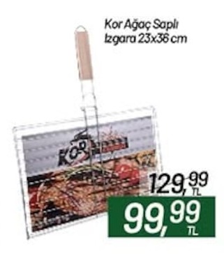 Kor Ağaç Saplı Izgara 23X36Cm