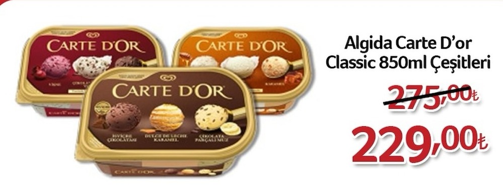 Algida Carte D'Or Classic 850Ml Çeşitleri
