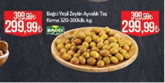 Bağcı Yeşil Zeytin Ayvalık Taş Kırma 320-360Kg. Kg