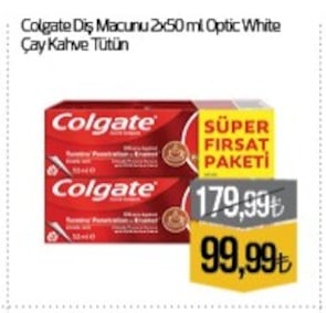 Colgate Diş Macunu 2X50 Ml Optic White Çay Kahve Tütün