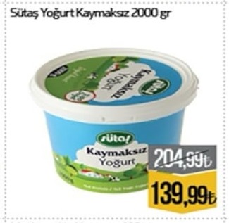Sütaş Yoğurt Kaymaksız 2000 Gr