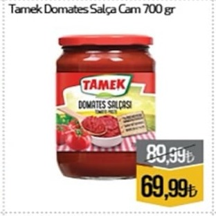 Tamek Domates Salça Cam 700Gr