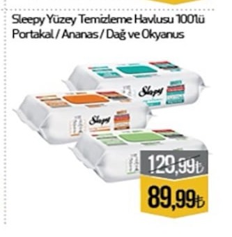 Sleepy Yüzey Temizleme Havlusu 100Lu Portakal/Ananas/Dağ Ve Okyanus