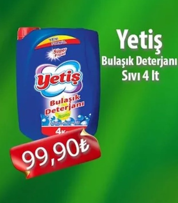 Yetiş Bulaşık Deterjanı Sıvı 4 Lt