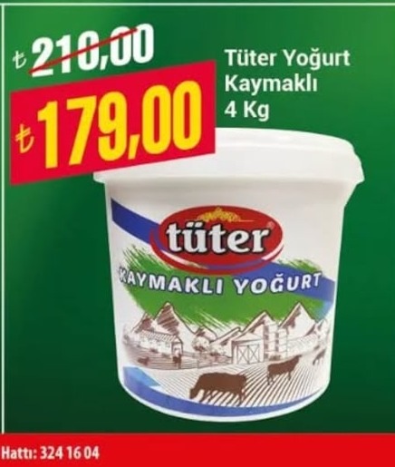 Tüter Yoğurt Kaymaklı 4 Kg