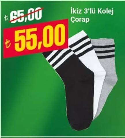 İkiz 3'Lü Kolej Çorap