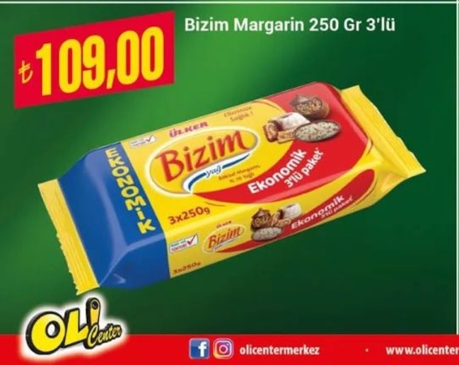 Bizim Margarin 250 Gr 3'Lü
