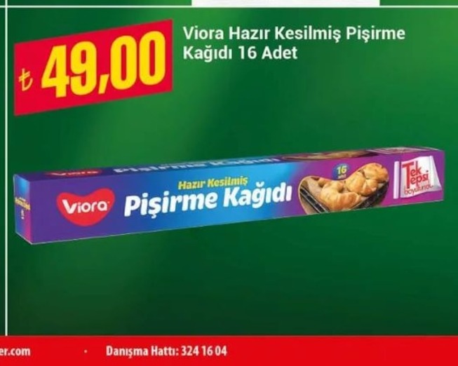 Viora Hazır Kesilmiş Pişirme Kağıdı 16 Adet