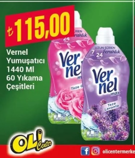 Vernel Yumuşatıcı 1440 Ml 60 Yıkama Çeşitleri