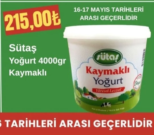 Sütaş Yoğurt 4000Gr Kaymaklı