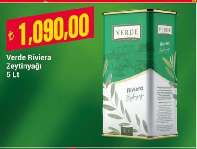Verde Riviera Zeytinyağı 5 Lt