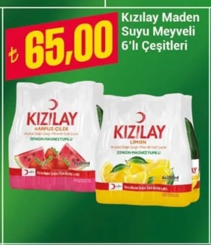 Kızılay Maden Suyu Meyveli 6'Lı Çeşitleri