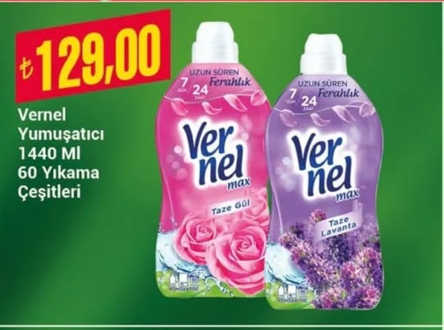Vernel Yumuşatici 1440 Ml 60 Yikama Çeşitleri
