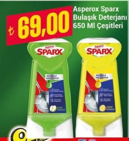 Asperox Sparx Bulaşık Deterjanı 650 Ml Çeşitleri