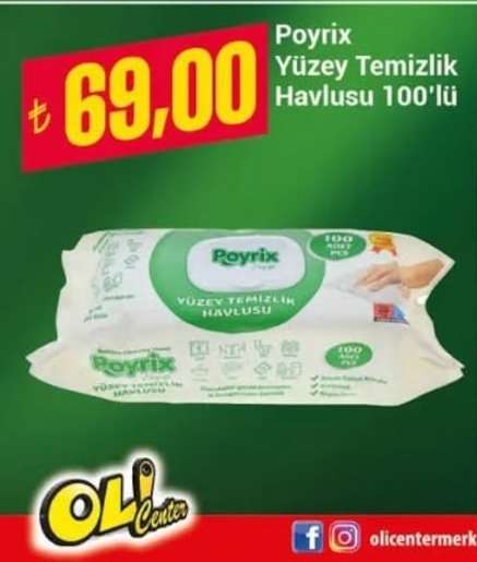 Poyrix Yüzey Temizlik Havlusu 100'Lü