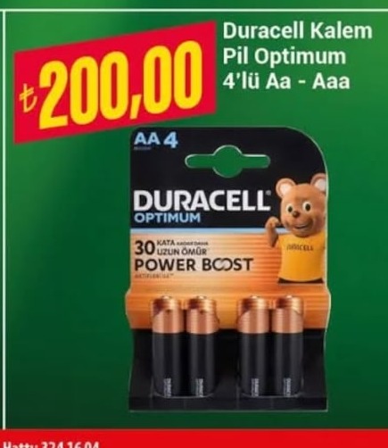 Duracell Kalem Pil Optimum 4'Lü Aa - Aaa