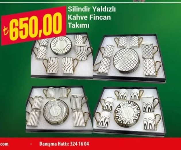 Silindir Yıldızlı Kahve Fincan Takımı