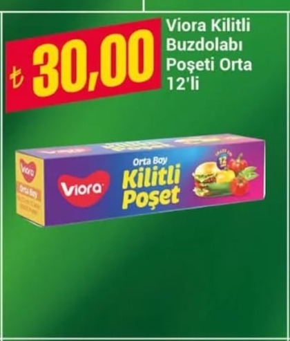 Viora Kilitli Buzdolabı Poşeti Orta 12'Li