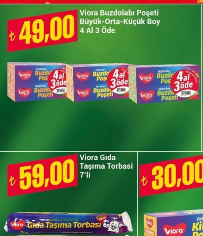 Viora Buzdolabı Poşeti Büyük-Orta-Küçük Boy 4 Al 3 Öde