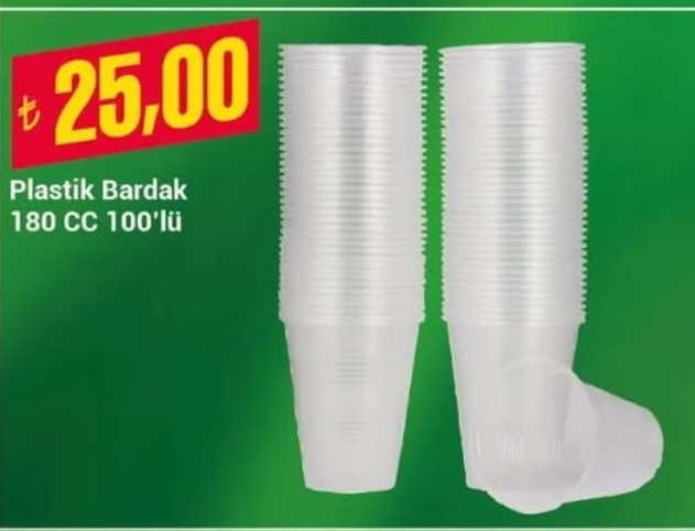 Plastik Bardak 180 Cc 100'Lü