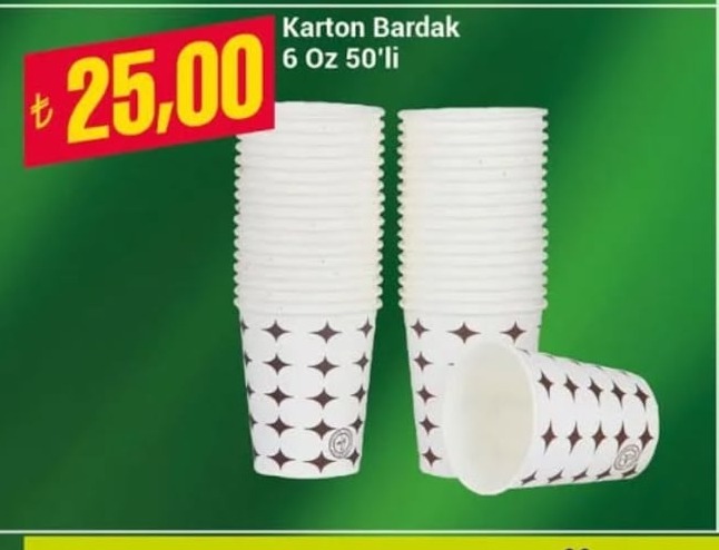 Karton Bardak 6 Oz 50'Li
