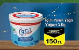 İçim Yarım Yağlı Yoğurt 3 Kg