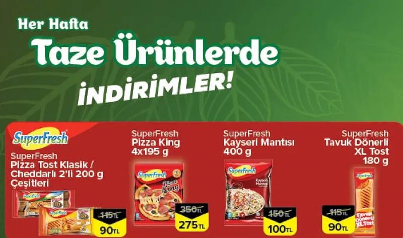 Superfresh Pizza Tost Klasik/Cheddarlı 2'Li 200 G Çeşitleri