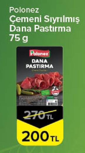 Polonez Çemeni Sıyrılmış Dana Pastırma 75 G