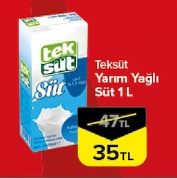 Teksüt Yarım Yağlı Süt 1 L