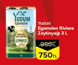 Yudum Egemden Riviera Zeytinyağı 3 L