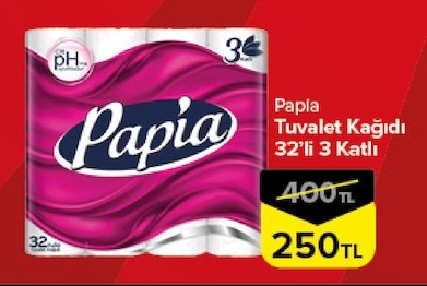 Papla Tuvalet Kağıdı 32'Li 3 Katlı