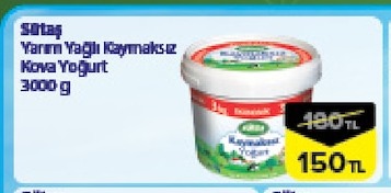 Sütaş Yarım Yağlı Kaymaksız Kova Yoğurt 3000 G