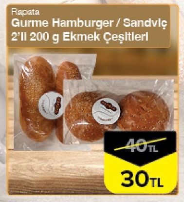 Rapata Gurme Hamburger / Sandviç 2'Li 200 G Ekmek Çeşitleri