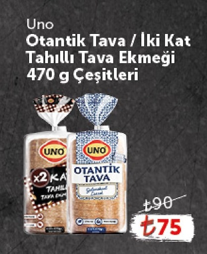 Uno Otantik Tava / İki Kat Tahıllı Tava Ekmeği 470 G Çeşitleri
