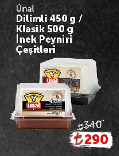Ünal Dilimli 450 G / Klasik 500 G İnek Peyniri Çeşitleri