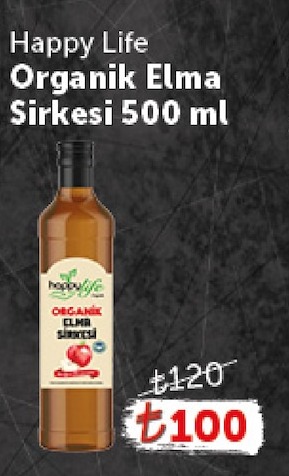 Happy Life Organik Elma Sirkesi 500 Ml
