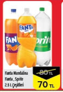Fanta Mandalina Fanta, Sprite 2.5 L Çeşitleri