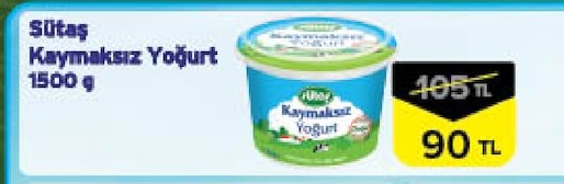 Sütaş Kaymaksız Yoğurt 1500G