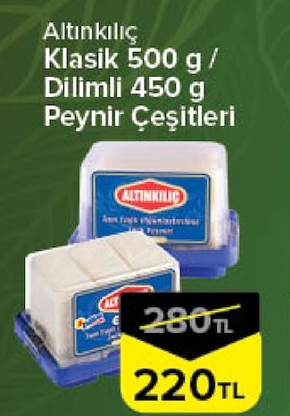 Altınkılıç Klasik 500G / Dilimli 450G Peynir Çeşitleri