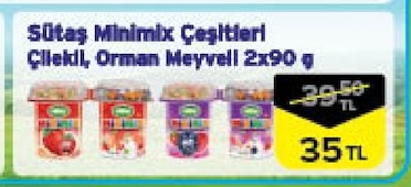 Sütaş Minimix Çeşitleri Çilekli, Orman Meyveli 2X90 G