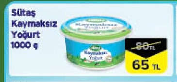 Sütaş Kaymaksız Yoğurt 1000 G