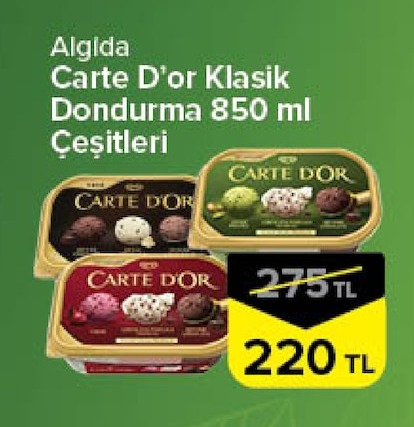 Algida Carte D'Or Klasik Dondurma 850 Ml