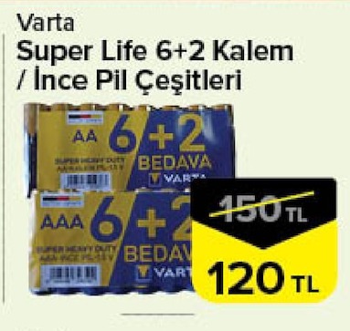 Varta Super Life 6+2 Kalem / İnce Pil Çeşitleri
