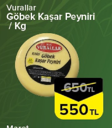 Vurallar Göbek Kaşar Peyniri / Kg