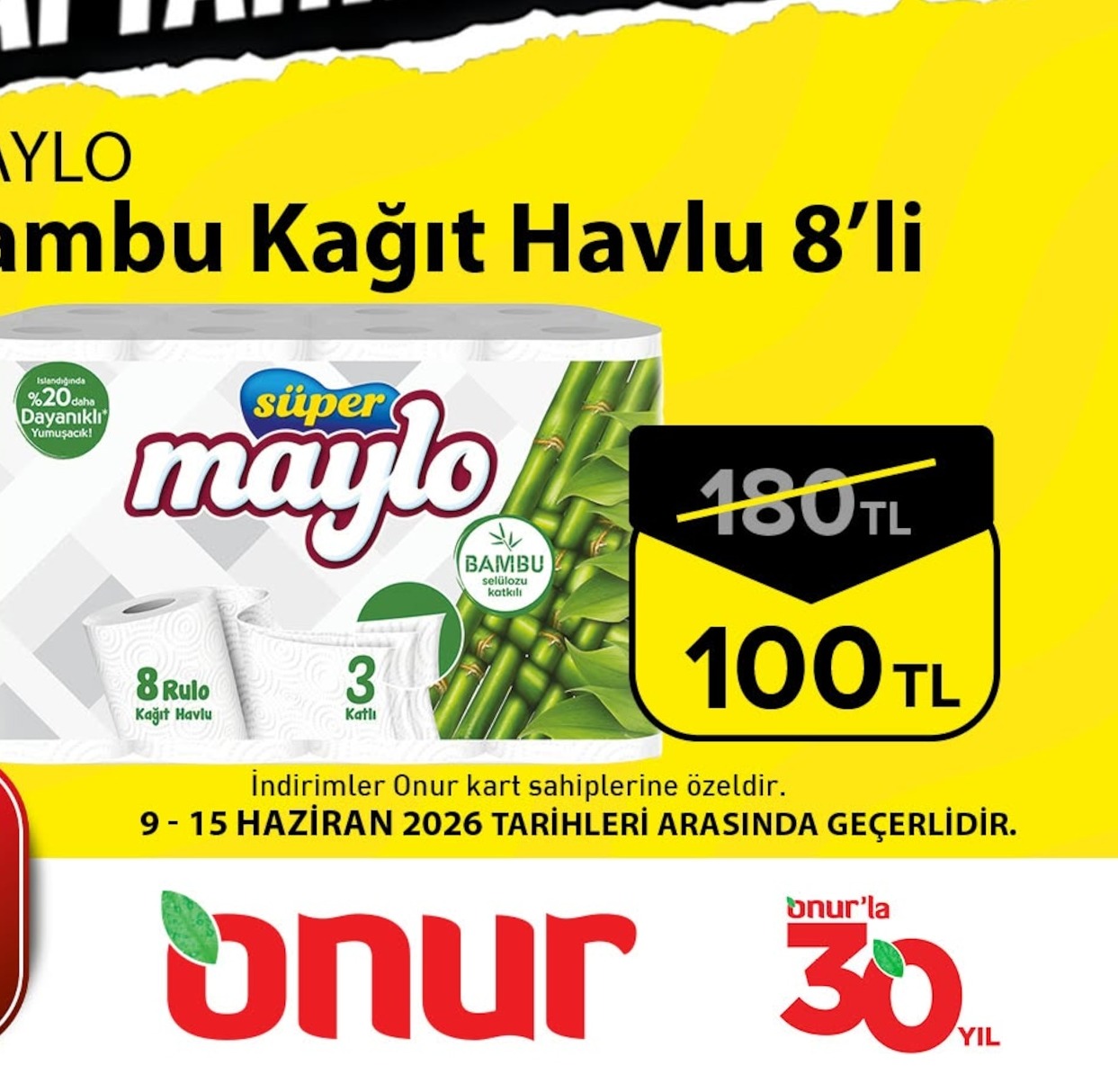 Süper Maylo Bambu Kağıt Havlu 8'Li 3 Katlı